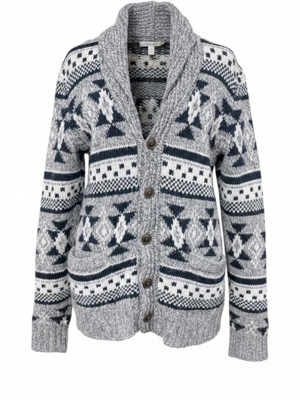 American Eagle Outfitters Nordic Knit Cardigan Y2K Gray Wool Sweater Sz S